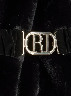 River Island Black Girls Belted Fur Padded Coat