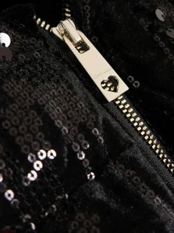 River Island Black Girls Sequin Puffer Coat