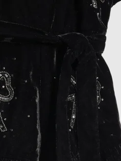 River Island Black Girls Velvet Bow Playsuit
