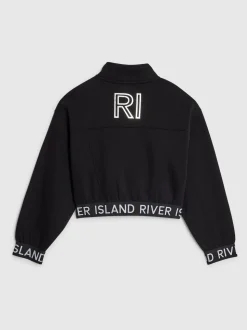 River Island Black Girls Waistband Bomber Jacket