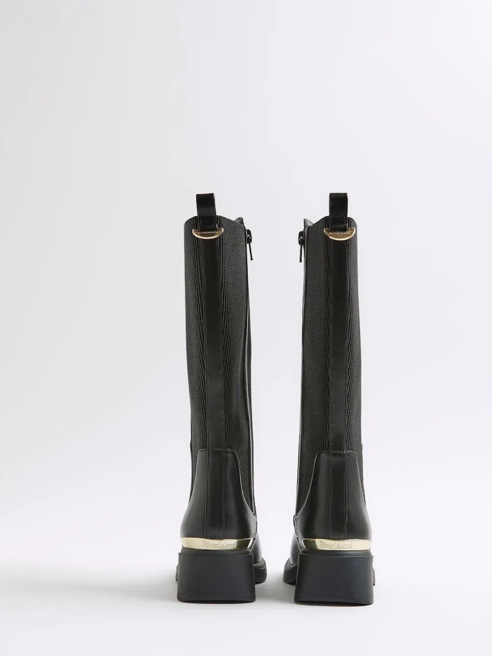 River Island Black Gusset Knee High Boots