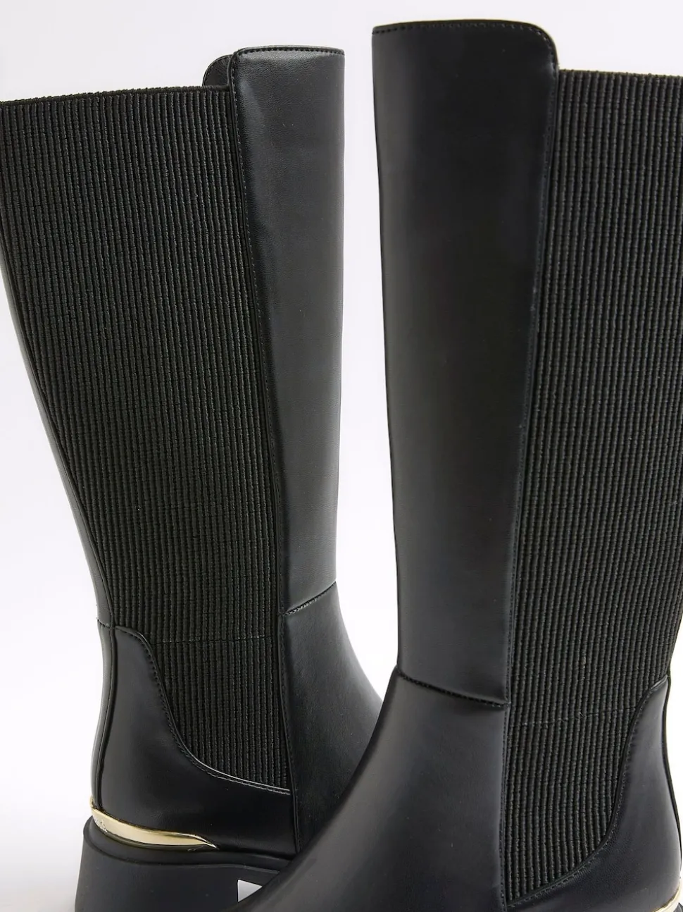 River Island Black Gusset Knee High Boots