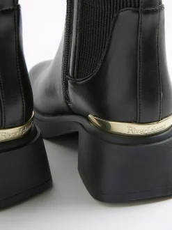 River Island Black Gusset Knee High Boots