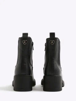 River Island Black Heart Heeled Chelsea Boots