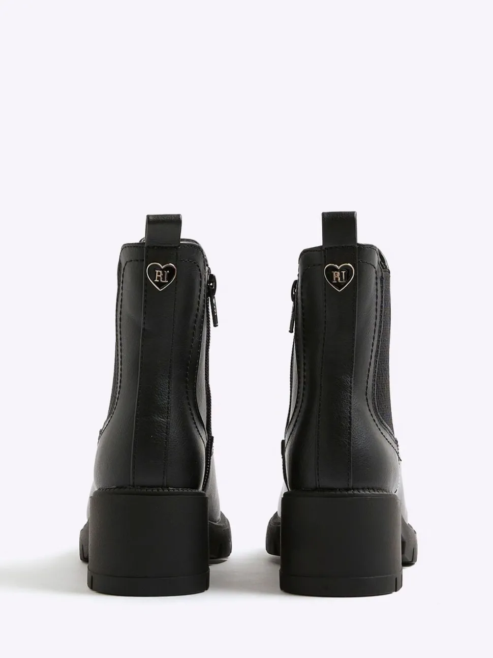River Island Black Heart Heeled Chelsea Boots