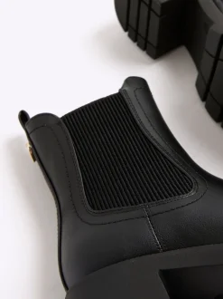 River Island Black Heart Heeled Chelsea Boots