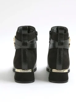 River Island Black Heart Lock Ankle Boots