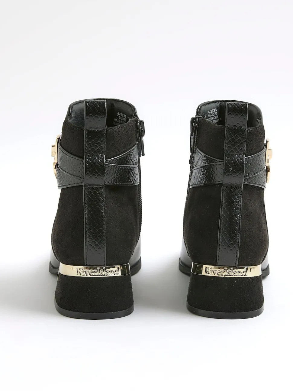 River Island Black Heart Lock Ankle Boots