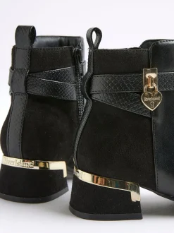 River Island Black Heart Lock Ankle Boots