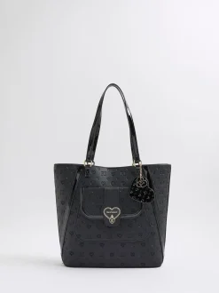 River Island Black Heart Lock Pocket Shopper Bag