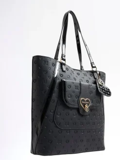 River Island Black Heart Lock Pocket Shopper Bag