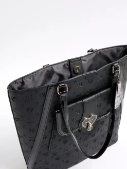 River Island Black Heart Lock Pocket Shopper Bag