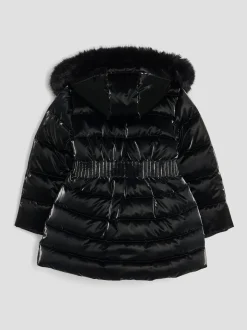 River Island Black High Shine Glam Padded Coat