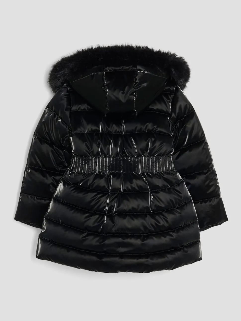 River Island Black High Shine Glam Padded Coat
