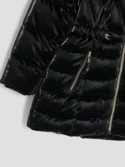 River Island Black High Shine Glam Padded Coat