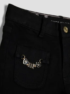 River Island Black Key Chain Pocket Flare Jeans