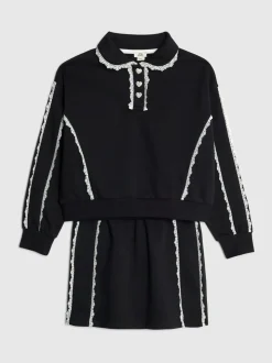 River Island Black Lace Skirt & Sweatshirt Set