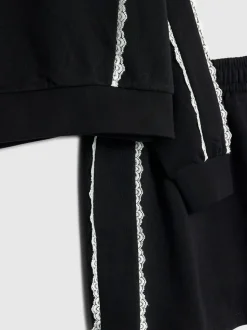 River Island Black Lace Skirt & Sweatshirt Set