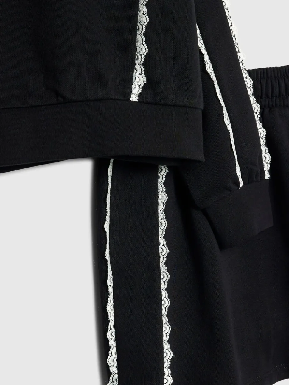 River Island Black Lace Skirt & Sweatshirt Set