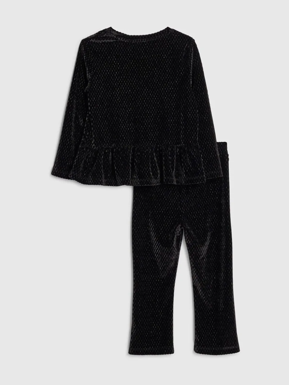 River Island Black Long Sleeve Velvet Peplum Top & Leggings Set