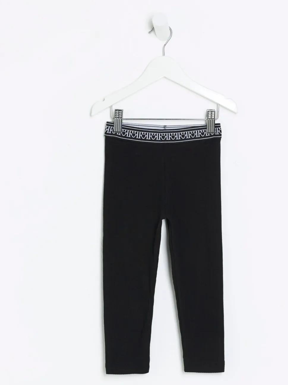 River Island Black Mini Girls Waistband Rib Leggings