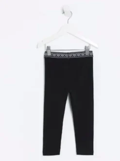 River Island Black Mini Girls Waistband Rib Leggings