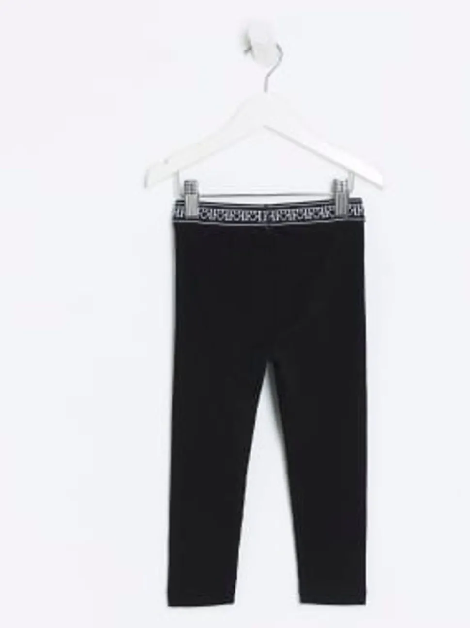 River Island Black Mini Girls Waistband Rib Leggings