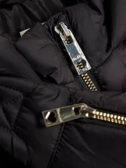 River Island Black Padded Hooded Gilet & Bag
