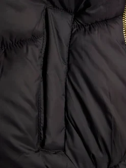 River Island Black Padded Hooded Gilet & Bag
