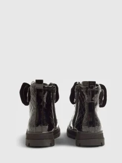 River Island Black Patent Monogram Boots