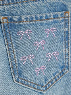 River Island Blue Bow Hotfix Straight Leg Jeans