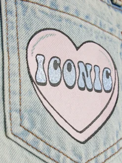 River Island Blue Loveheart Graffiti Straight Leg Jeans