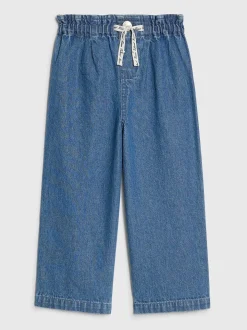 River Island Blue Pull On Wide Leg Jeans