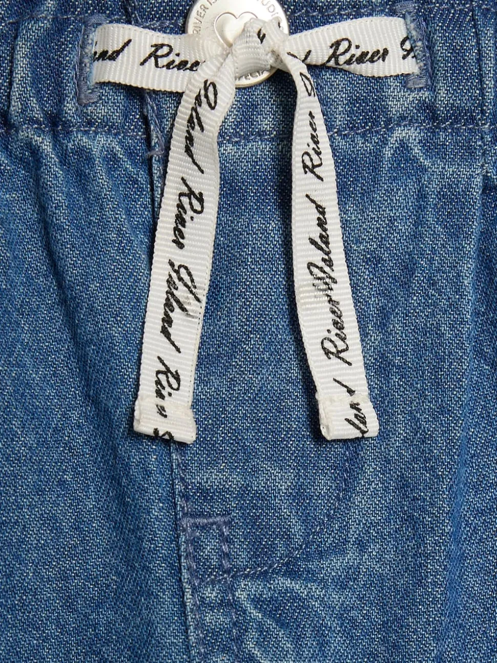 River Island Blue Pull On Wide Leg Jeans