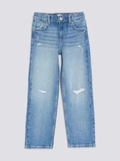 River Island Blue Ripped Straight Jeans