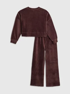 River Island Brown Cosy Cord Lounge Sweatshirt & Wide Leg Joggers Set