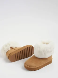 River Island Brown Fur Lined Fur Cuff Boots