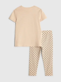 River Island Brown Girls Bear Graffiti Leggings Set