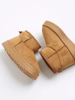 River Island Brown Girls Fur Lined Boots