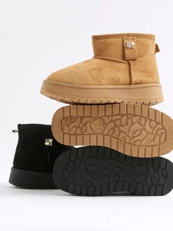 River Island Brown Girls Fur Lined Boots