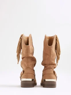 River Island Brown Girls Slouch Tassel Boots