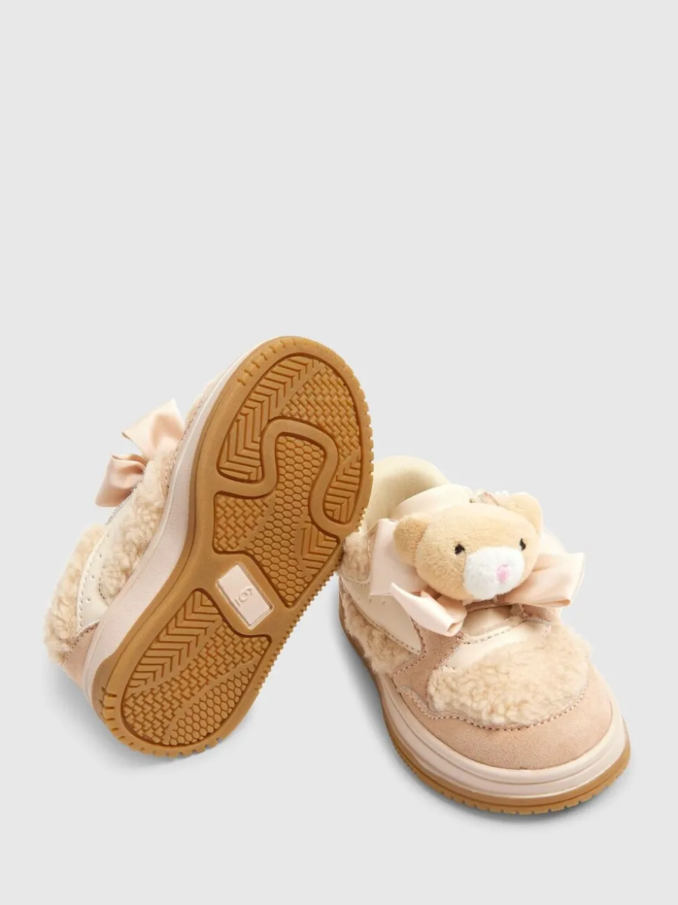 River Island Brown Girls Teddy Bear Trainers