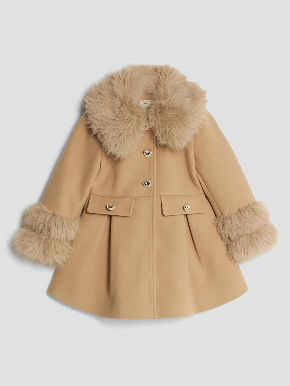 River Island Brown Longline Wool Coat