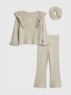 River Island Brown Long Sleeve Frill Cosy Top & Kickflare Set