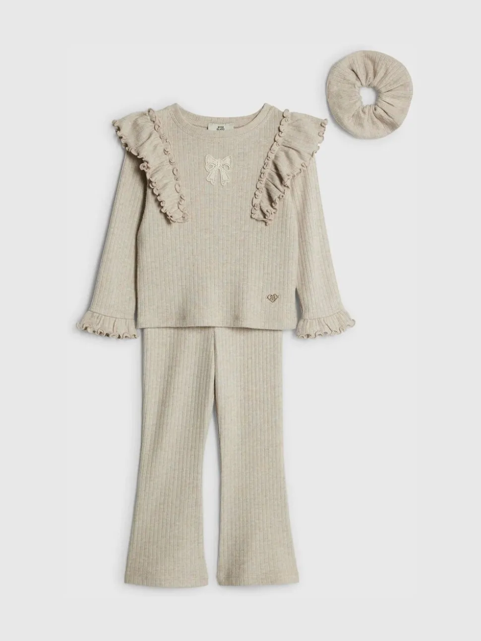 River Island Brown Long Sleeve Frill Cosy Top & Kickflare Set