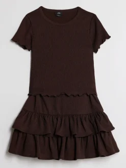 River Island Brown Textured Baby T-Shirt & Rara Skirt Set