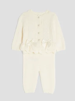 River Island Cream Baby Girls Peplum Cardigan