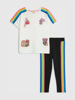 River Island Cream Badged T-Shirt & Leggings Set