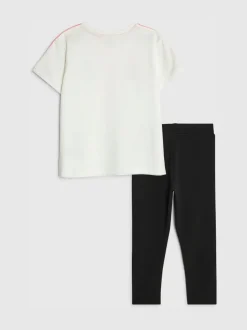 River Island Cream Badged T-Shirt & Leggings Set