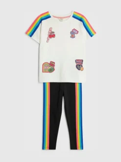 River Island Cream Badged T-Shirt & Leggings Set